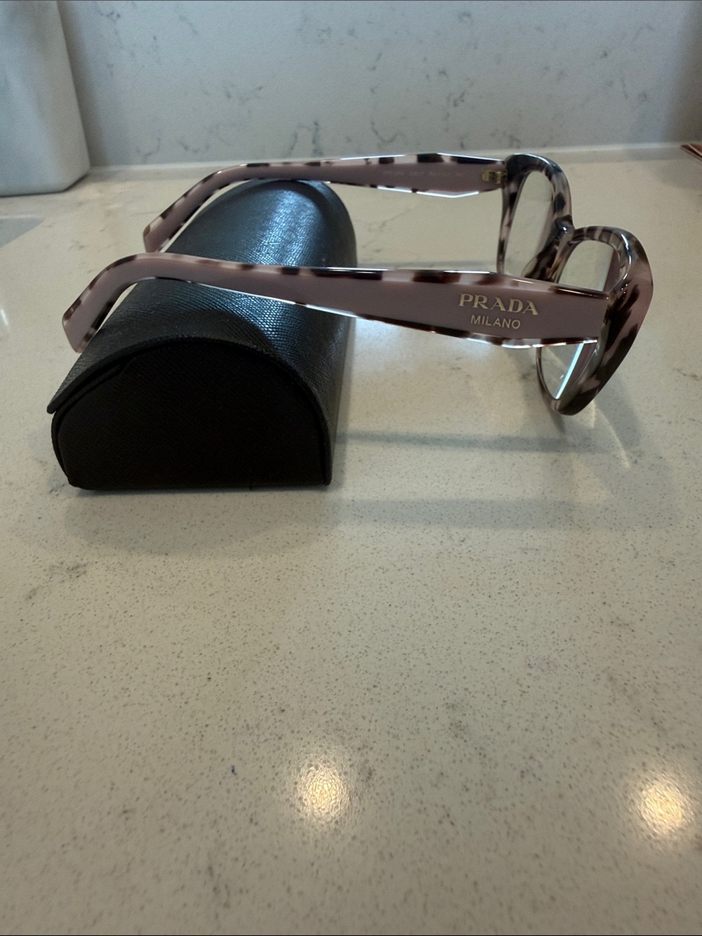 Prada Tortoiseshell Cat-Eye Glasses with Subtle Pink Accents, prescription - Picture 7 of 7